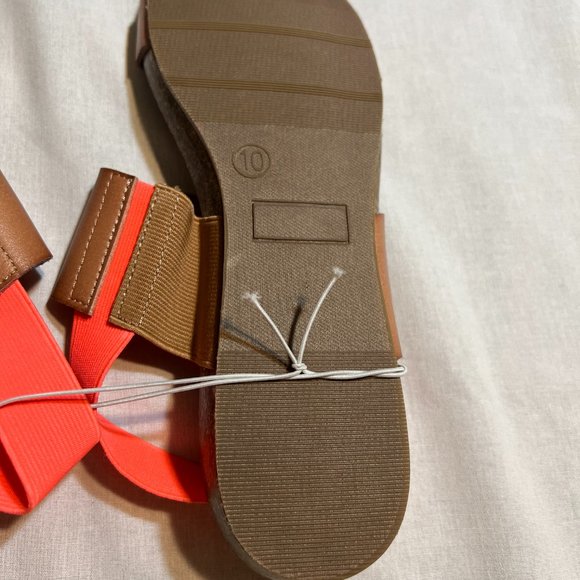 Target’s Merona Flat Sling Back Sandals Beige with Neon Orange Straps Si… - Picture 6 of 10